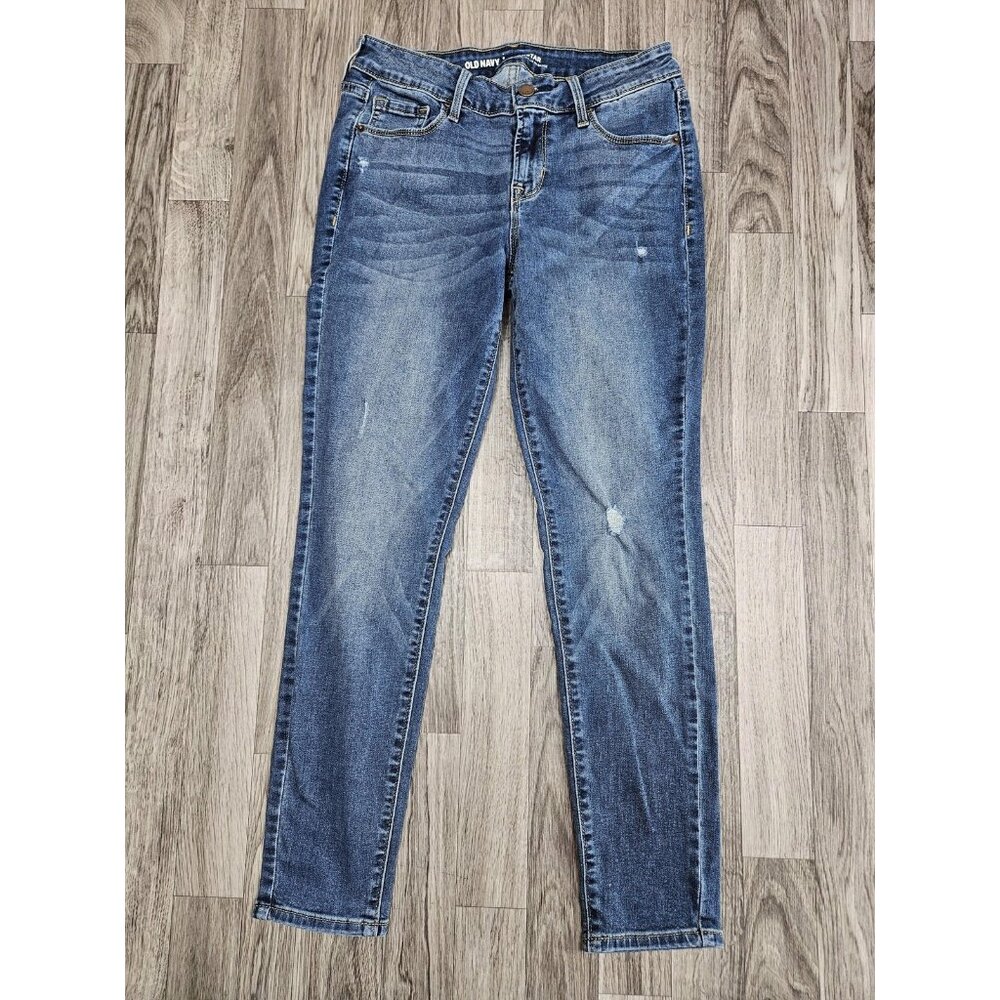 Old Navy Jeans Womens 4 Petite Blue Medium Wash Rockstar Mid-Rise Skinny Stretch